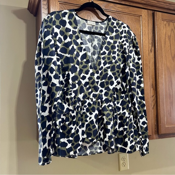 By Malene Birger - Orites Leopard Printed Peplum Long Sleeve Blouse - Size 42 - Picture 4 of 8